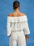 Pure Cotton Casual Jacquard Off-Shoulder Blouse