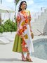 Floral Vacation Crew Neck Short Sleeve Maxi Dress