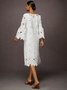 Plain Vacation Crew Neck Three Quarter Loose Skirt Dress