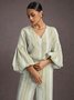 Casual Plain V Neck Loosen Shirt