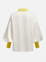 Satin Urban Balloon Sleeve Color Block Shirt