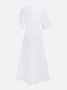 Cotton Urban Plain Raglan Sleeve V Neck Maxi Dress