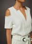 V-Neck Cut-Out Plain Urban Chic Blouse