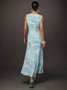 Elegant Random Print Printing Crew Neck Maxi Dress
