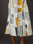 Casual Letter Pattern Printing Shirt Collar Midi Dress
