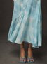 Elegant Random Print Printing Crew Neck Maxi Dress