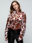 Geometric Loose Stand Collar Long sleeve Urban Blouse