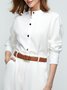 Shirt Collar Long Sleeve Vintage Shift Blouse [Pick a larger size than regular]