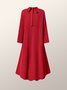 Plain Long sleeve Stand Collar Simple Regular Fit Dress