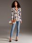Work Plaid Lapel Collar Long Sleeve Double Breasted Blazer