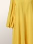 Loose Plain Stand Collar Lantern Sleeve Dress