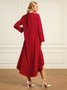 Plain Long sleeve Stand Collar Simple Regular Fit Dress