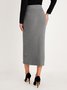 Plain High Waist Plain Sweater  Skirt