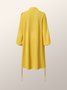 Loose Plain Stand Collar Lantern Sleeve Shirt Dress