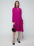 Loose Plain Stand Collar Lantern Sleeve Shirt Dress