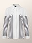 Striped Shirt Collar Urban Blouse