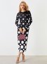 Tight Elegant Polka Dots Long Sleeve Maxi Dress