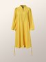 Loose Plain Stand Collar Lantern Sleeve Dress