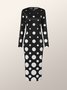 Tight Elegant Polka Dots Long Sleeve Maxi Dress