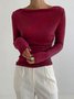 Long Sleeve Skinny Lady Solid Top