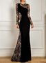 Elegant Solid Crew Neck Long Sleeve Maxi Dress Wedding