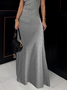 High Elasticity Regular Fit Elegant Half Turtleneck Sleeveless Long Dress