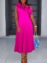 Plain Cold Shoulder Elegant Midi Dress