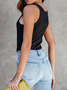 High Elasticity Crew Neck Urban Plain Tight Sleeveless Tank Top