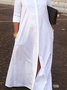 Shirt Collar Urban Loose Three Quarter Maxi Dress With No Shirt Dress