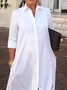 Shirt Collar Urban Loose Three Quarter Maxi Dress With No Shirt Dress