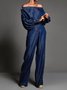 Urban Regular Fit Plain Wide leg Faux Denim Pants