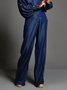Urban Regular Fit Plain Wide leg Faux Denim Pants