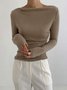 Long Sleeve Skinny Lady Solid Top