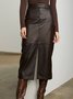 Plain Urban Loose Leather Pants