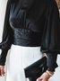 Stand Collar Plain Regular Fit Elegant Blouse