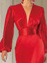 Party Red Satin Waist Dress