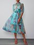 Floral Regular Fit Half Sleeve Vacation Shirt Dress