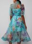 Floral Regular Fit Half Sleeve Vacation Shirt Dress