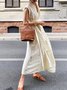 Vacation Plain V Neck Linen Dress With Belt