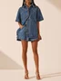 Casual Loose Shirt Collar Denim Blouse