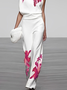 Plus Size Regular Fit Floral Urban Pants