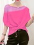 Casual Crew Neck Loose Irregular Hollow Front Twist Shirt