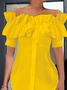 Elegant Off Shoulder Ruffle Short Sleeve Button-Down Blouse