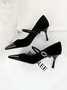 Elegant Velvet Paneled Adjustable Buckle Mary Jane Pumps