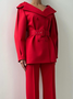 Lapel Collar Long Sleeve Urban Blazer with Belt