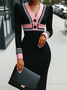 Elegant High Elasticity Sweater Midi Dress