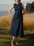 STYLE WE x CHILLINEN |Regular Fit Crew Neck Linen Linen Dress With No