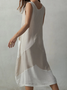 STYLE WE x CHILLINEN |Crew Neck Plain Linen Linen Dress With No