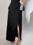 Urban Irregular Craftsmanship Plain Maxi Skirt