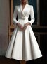 Elegant Shawl Collar Satin Formal Dress